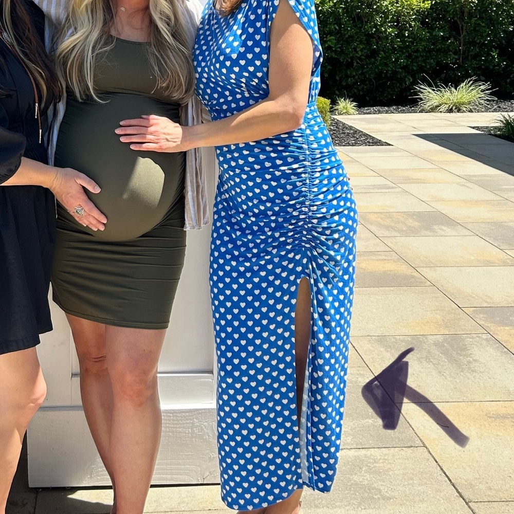 Free People Blue and White Heart Midi Dress